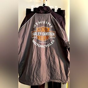Harley Davidson Motorcycles Men’s XL Zip Up Biker Rain Gear 40” waist  27” PTP